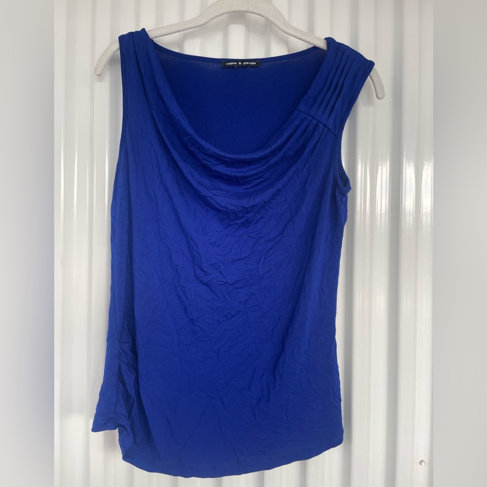 Cable & Gauge Royal Blue Cowl Neck Tank Top